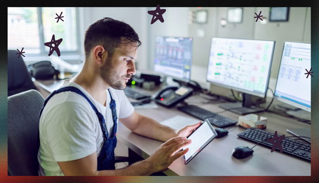 Woman working on laptop